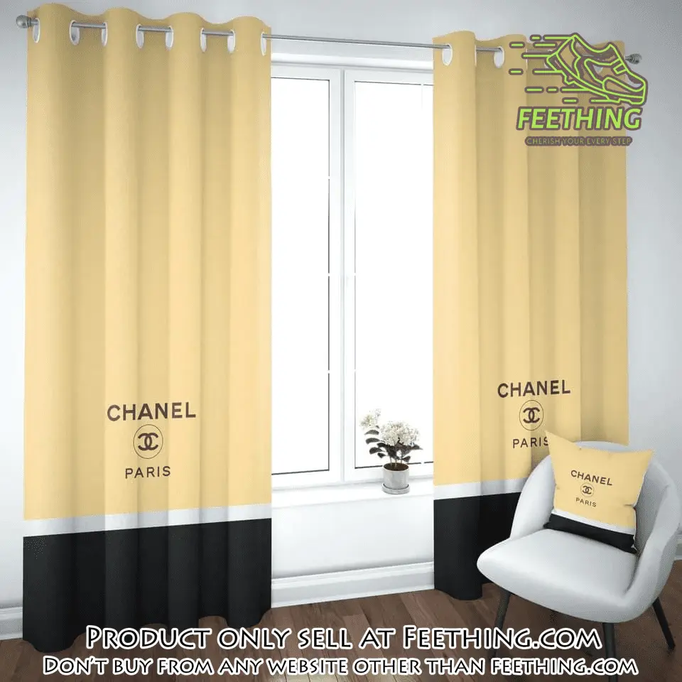 Chanel paris pastel yellow premium window curtains hot  luxury curtain wc103 ft5016447